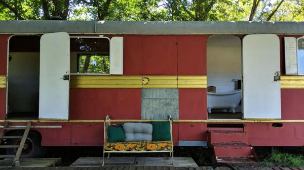 La roulotte foraine à la ferme.