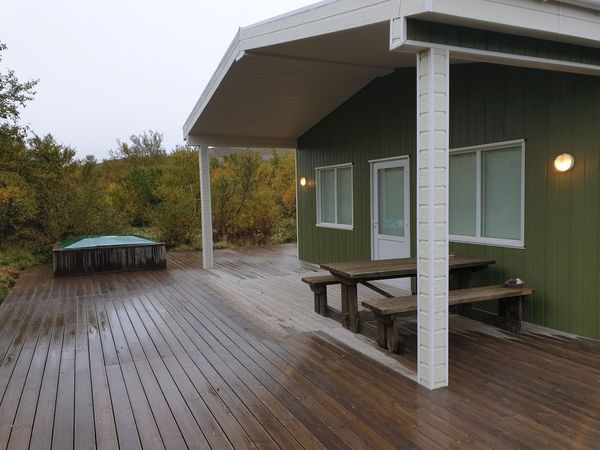 Birch forest cabin with hot tub