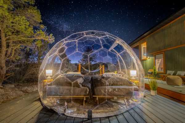 Vista Peak Tiny House and Clear, Polycarbonate Stargazing Dome Bedroom