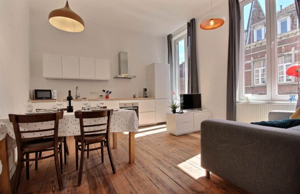 Appartement plus calme que l’effervescence du centre-ville et pratique au niveau de sa localisation.