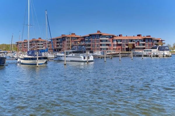 In harbour at the lake next to 17th century city harderwijk close to amsterdam, pool, beach,  .