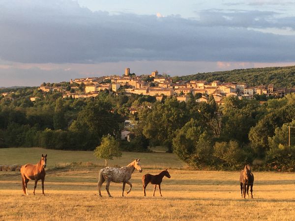 Maison privée dans un village médiéval face aux Pyrénées.