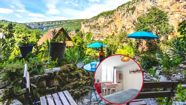 Chbre indépendante équipée coin repas, sdb - Jardin dans la falaise