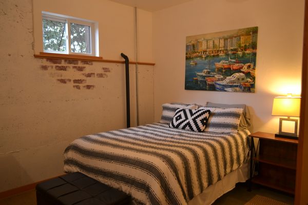 Private bedroom, living room, and bathroom with separate entrance.