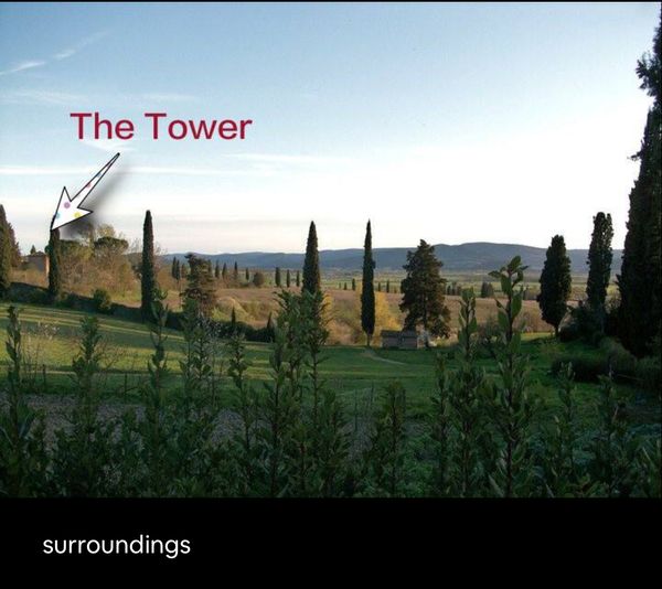 Tower of the 12th century in ancient farm Siena 10 min