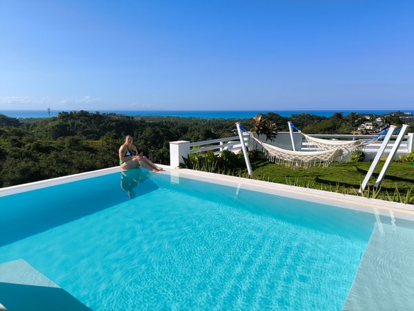 Suite private Room + bathroom in shared panoramic Villa with pool