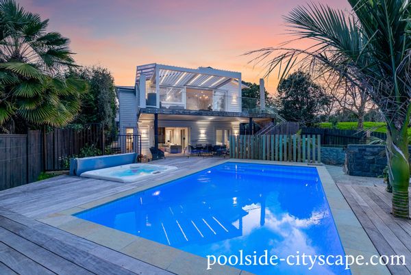 Poolside Cityscape