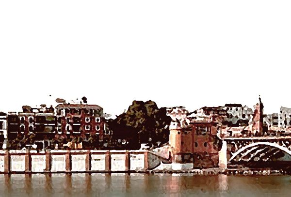 El piso está en el barrio de Triana al lado del río y del centro de Sevilla. buenas comunicaciones