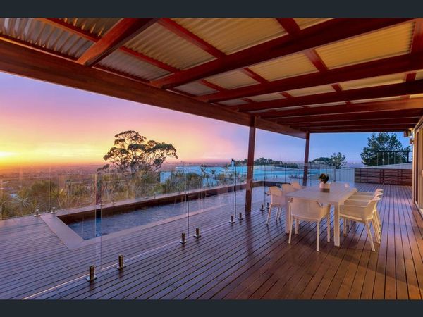 Nina and Warren's house. Adelaide foothills with views of city and ocean.