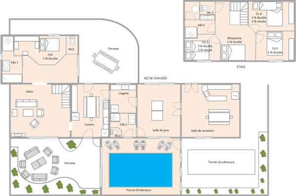 Grande ferme rénovée avec piscine intérieure, salle de réception à 45 minutes de la côte vendéenne.