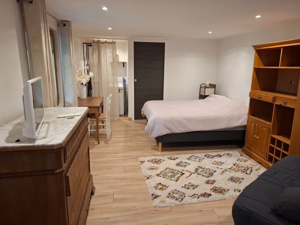 Studio, rez de jardin, entièrement indépendant. Terrasse privée, tout confort, face a la forêt.
