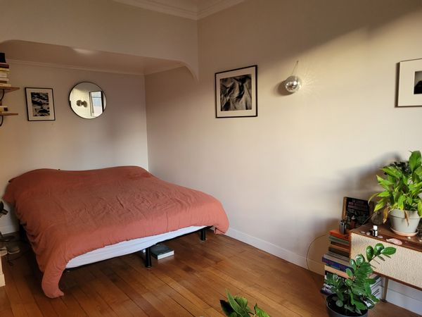 I live in a quiet flat, luminous and well furnished next to the Buttes Chaumont Park.