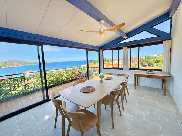 Villa Lou Mar: vue mer panoramique sur cap Béar, piscine, proche plage/village