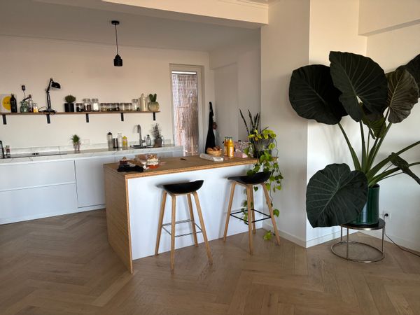 Bright and spacious three-bedroom apartment in heart of Antwerp, with a stunning view of the city.