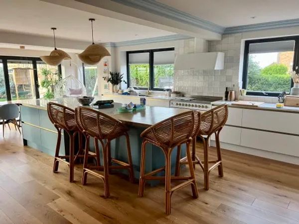 Beautiful open plan home right on the seafront with sea views from the first floor.