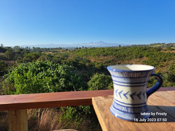 Pumzika, set against the Timau River with views of Mt. Kenya.