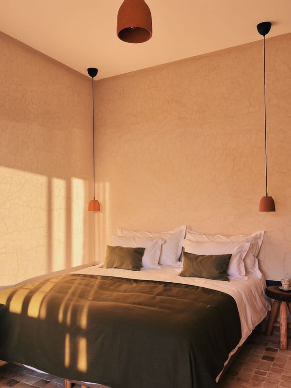 A double bedroom with a private bathroom with ocean view, in a beautiful lodge in Imsouane!