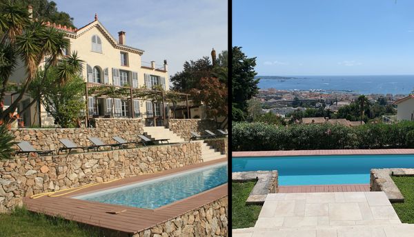 CÔTE MER - Villa de charme imprenable vue mer piscine chauffée sur les hauteurs de GolfeJuan Cannes