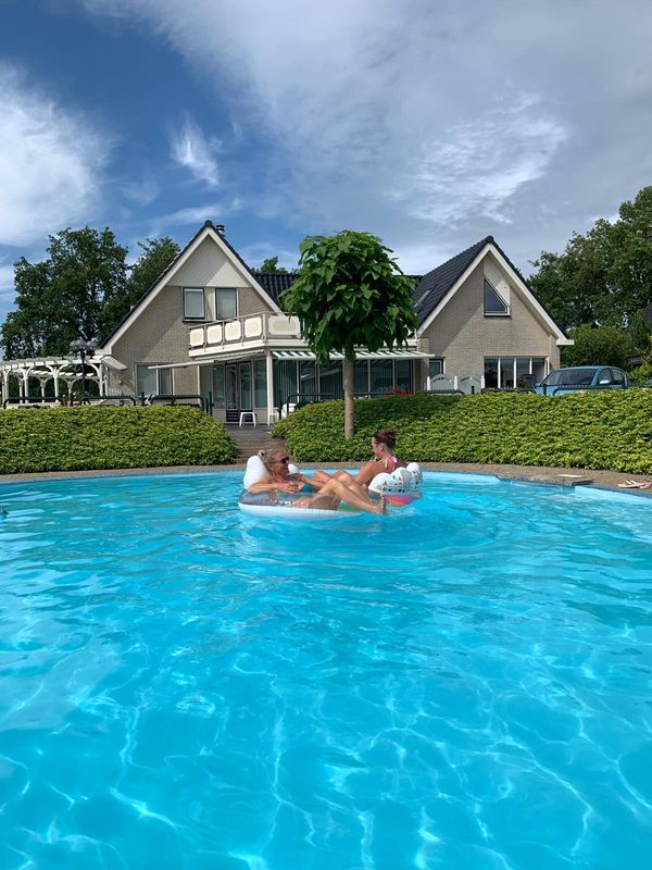 Large modern villa with a big garden, big private pool, private wood sauna and fireplace area