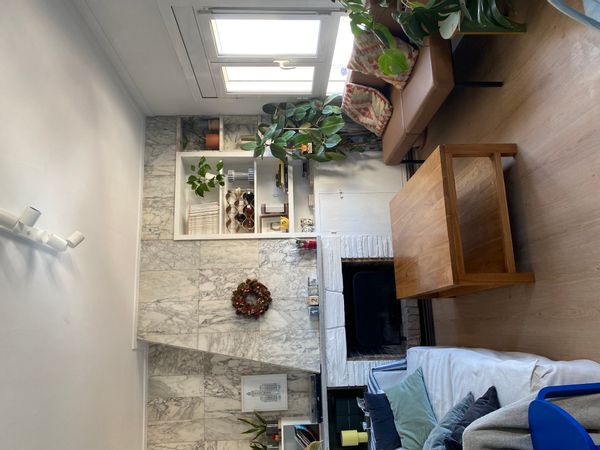 2 dormitorios + oficina + 2 baños, chimenea, y vistas al mar y al skyline de Barcelona