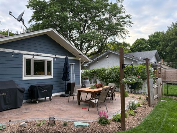 We have a comfortable split level home with a big kitchen and a park like back yard and patio.