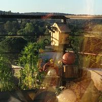 Logement calme avec belle vue sur colline boisée.