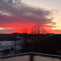 New house overlooking av valley of farms, fields and hills